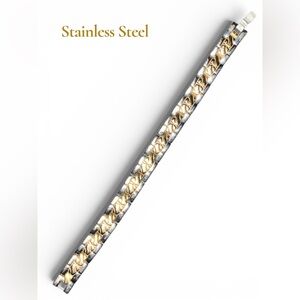 Stainless Steel and Gold Toned Accent’s Men's Contemporary Bracelet